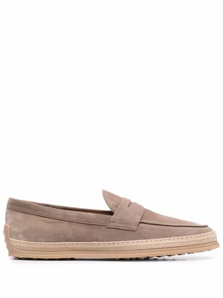 Tod's пенни-лоферы с плетеной отделкой, нейтральный цвет
