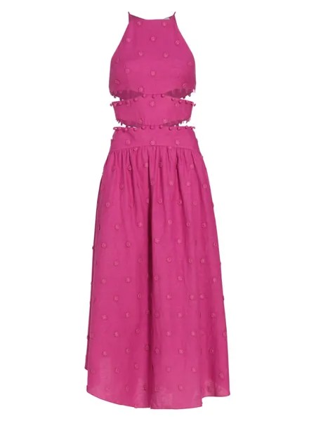 Платье-миди с вырезами и цветочной аппликацией Farm Rio, розовый