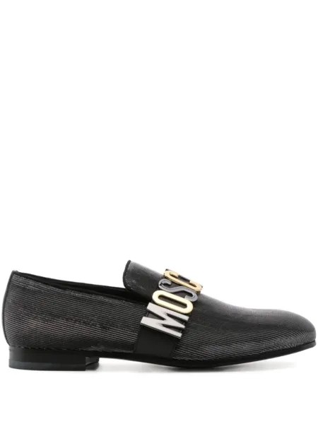 Moschino лоферы с логотипом, серебристый