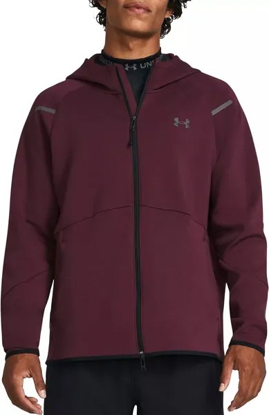 Мужская худи с молнией во всю длину Under Armour из флиса Unstoppable, темно-бордовый