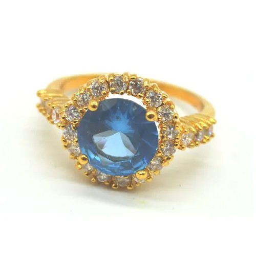Кольцо ForMyGirl, фианит, размер 19, голубой