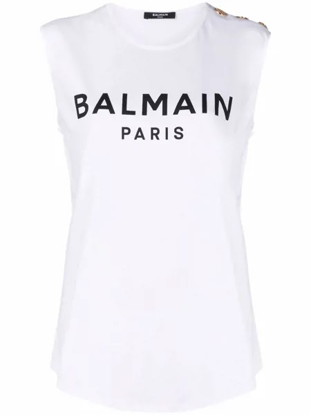 Balmain logo-print sleeveless T-shirt