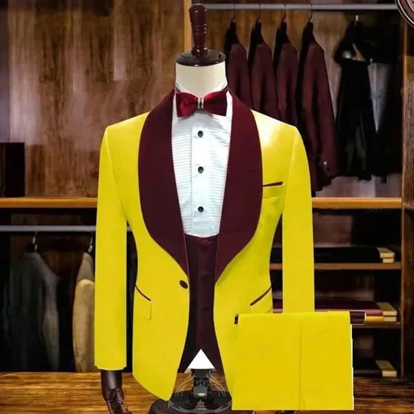 Классические Золотые бриллианты, шаль, куртка + жилет + брюки, одежда для жениха, Блейзер, мужское платье по индивидуальному заказу, 3 предмет...