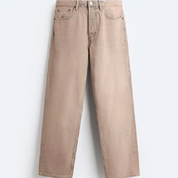 Джинсы Zara Straight Fit, серо-бежевый