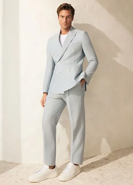 Льняной костюм Drop 7 Beymen Collection, голубой