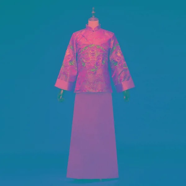 Новый мужской золотой халат, Восточный элемент, халат для жениха, традиционный китайский свадебный костюм, винтажный костюм для жениха Тан