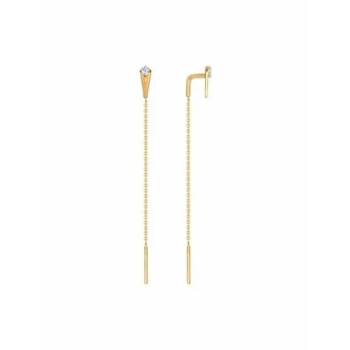 Серьги цепочки The Jeweller, красное золото, 585 проба, фианит, золотой