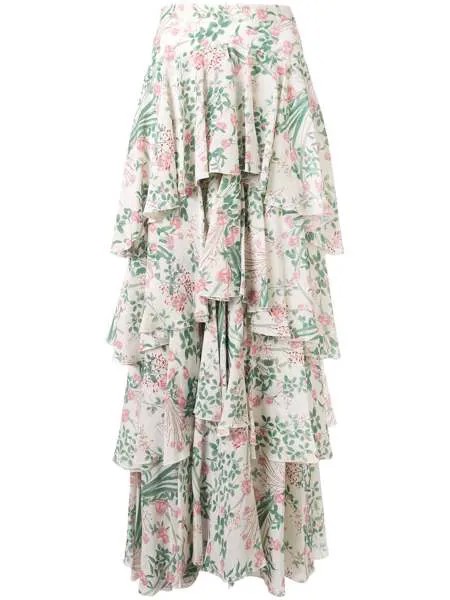 Giambattista Valli ярусная юбка с цветочным принтом