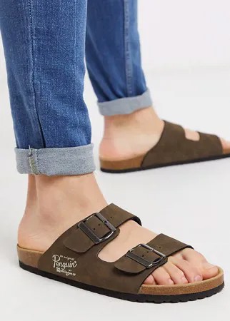 Коричневые сандалии для широкой стопы с пряжками Original Penguin-Коричневый цвет