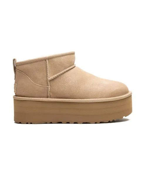 Классические ультра мини ботинки на платформе Ugg, бежевый