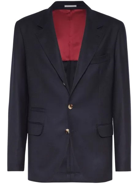 Brunello Cucinelli однобортный кашемировый пиджак, синий