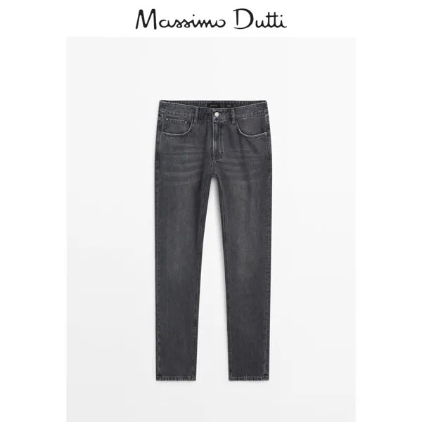 Джинсы мужские Massimo Dutti с эффектом потертости, серый
