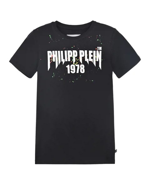 Хлопковая футболка с логотипом Philipp Plein детская