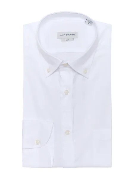 Luca D'Altieri повседневная рубашка приталенного кроя из оксфорда из чистого хлопка, белый