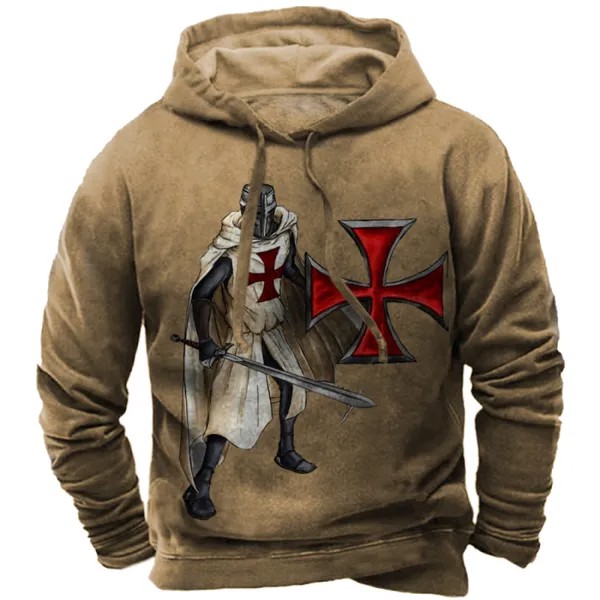 Мужская толстовка с капюшоном с принтом Vintage Templar Cross