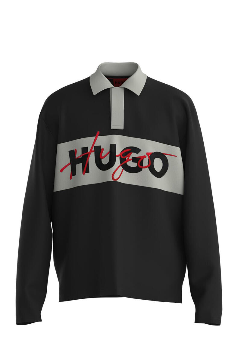 Поло с длинными рукавами HUGO, черный