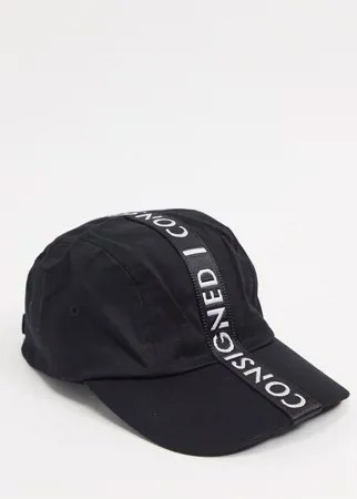 Черная кепка с отделкой лентой Consigned-Черный цвет
