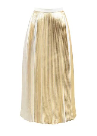 Плиссированная юбка-миди с металлизированным напылением