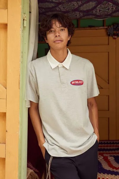 Рубашка поло с нашивкой Utility Department Forever 21, серый