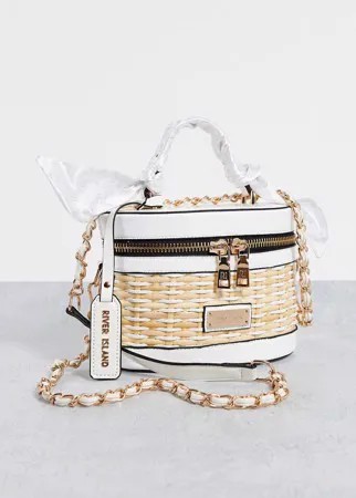Белая плетеная косметичка River Island-Белый