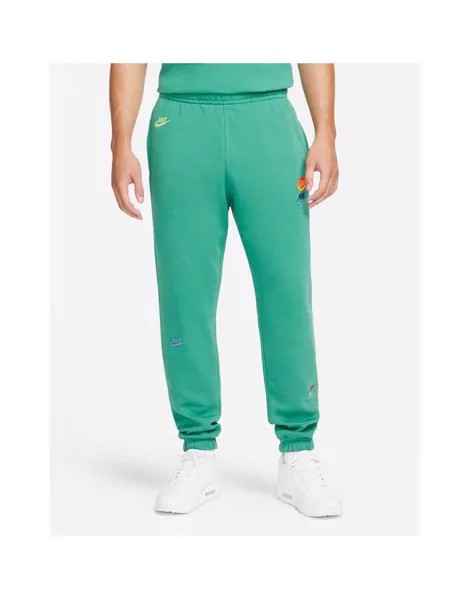 Зеленые джоггеры в стиле casual с манжетами и логотипами разных цветов Nike Essential Fleece+-Зеленый цвет