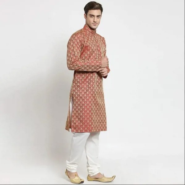 Традиционный индийский мужской костюм, пакистанский Длинный топ Kurti
