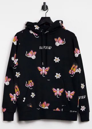 Худи черного цвета с принтом бабочек RIPNDIP-Черный цвет
