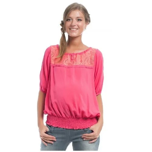 Блуза NEWFORM, укороченный рукав, размер 50, розовый, коралловый