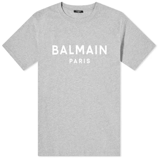 Футболка Balmain Paris Logo, цвет Grey Marl & White