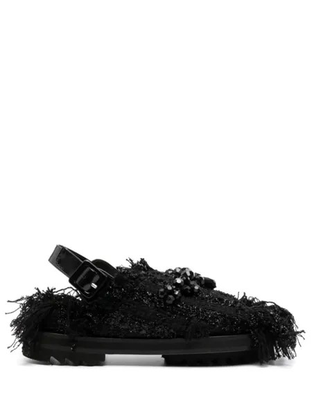 Simone Rocha сандалии Low Trek Heart с бахромой, черный