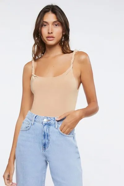 Облегающая майка с закрученными бретелями Forever 21, сафари