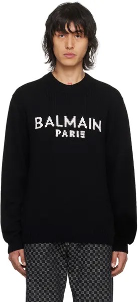 Черный свитер интарсии Balmain