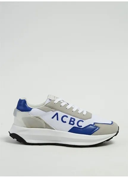 Бело-синие мужские кожаные кроссовки Acbc