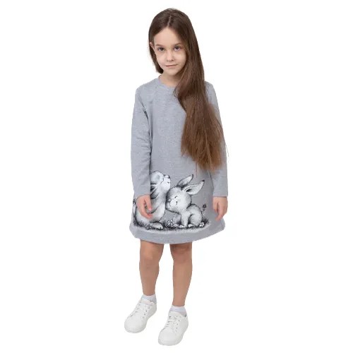Платье для девочки, цвет серый, рост 122 см