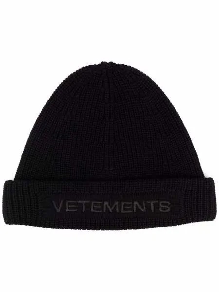 VETEMENTS вязаная шапка бини с вышитым логотипом