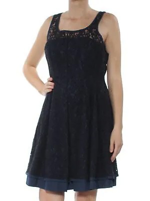 PHILOSOPHY Женское коктейльное платье темно-синего цвета без рукавов длиной до колен с расклешенными рукавами 10