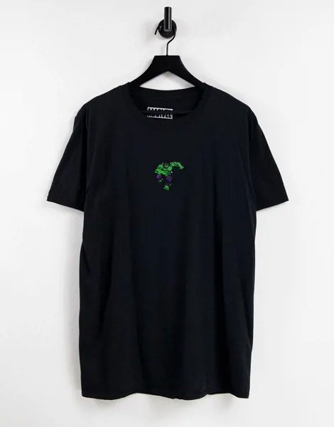 Oversized-футболка с вышивкой Халка-Черный цвет