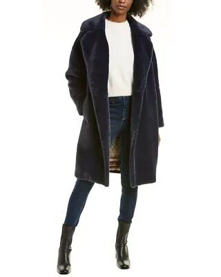 Плюшевое женское пальто Herno синее 40