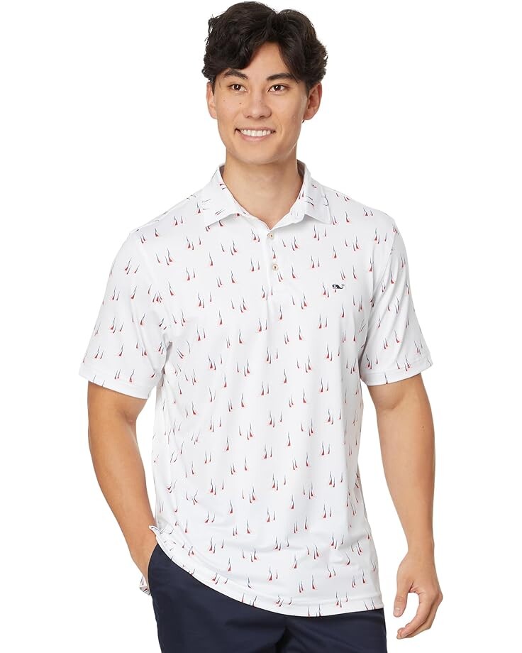 Поло Vineyard Vines Printed Sankaty Polo, цвет Summer Sailing/Racing Red