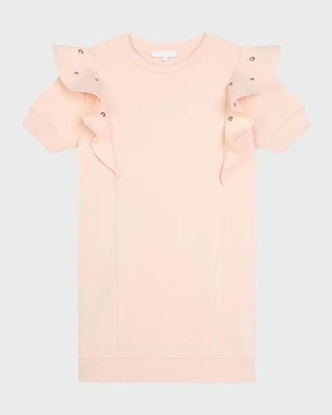 Платье для девочек с вышитым логотипом и рюшами Chloé, цвет Pink
