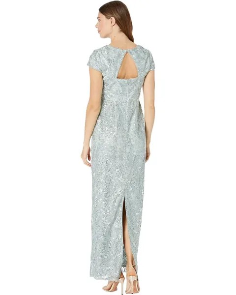 Платье Adrianna Papell Sequin Lace Sweetheart Neck Long Column Mob Gown, цвет Cloudy Aqua