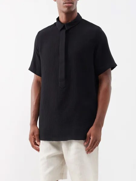 Рубашка fidera со складками из хлопкового муслина Albus Lumen, черный