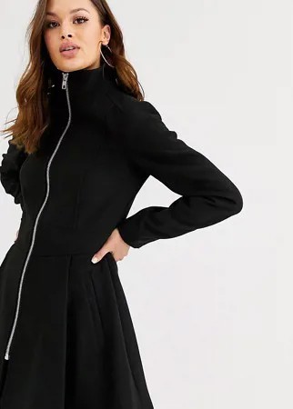 Черное свободное пальто с молнией ASOS DESIGN Tall-Черный