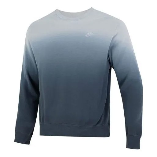 Толстовка Men's Nike Gradient Logo Casual Loose Long Sleeves Pullover Round Neck Autumn Blue, синий