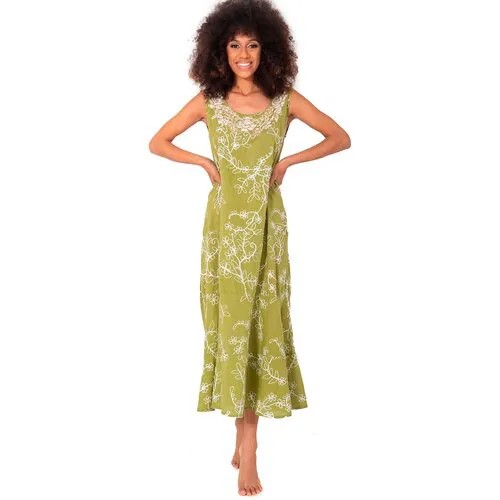 Платье Iconique, хлопок, макси, размер 44, зеленый