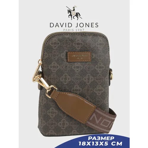 Сумка кросс-боди DAVID JONES, фактура рельефная, темно-коричневый
