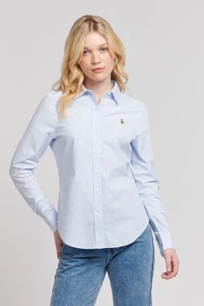 Для женщин полоски классического кроя и оксфордская рубашка U.S. Polo Assn, синий