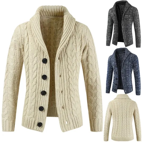 Модный свитер, пальто, мужской зимний теплый вязаный свитер, мужской кардиган в стиле Харадзюку, Новое поступление 2021