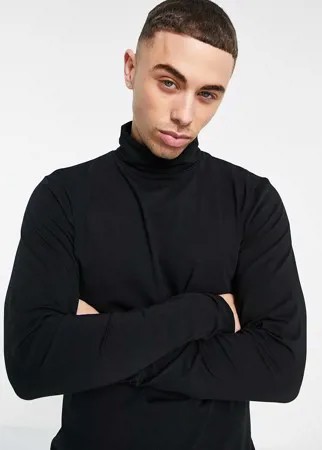 Черный лонгслив Tom Tailor-Черный цвет