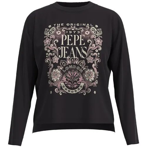 Лонгслив Pepe Jeans, хлопок, размер XS, черный